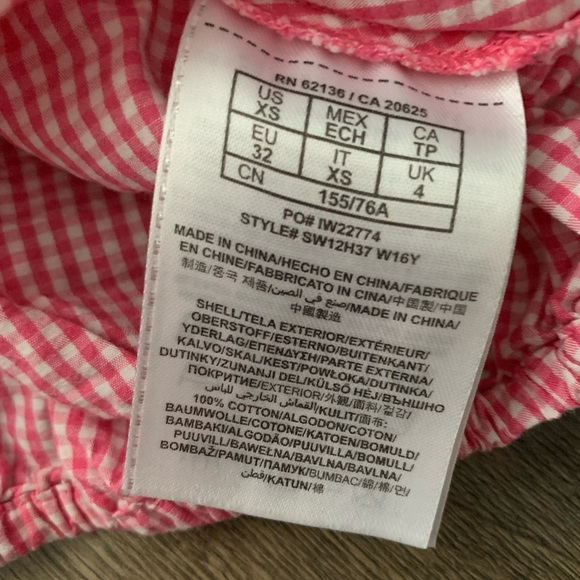 Guess halter spaghetti strap gingham checkered print red and white top XS - Picture 5 of 6